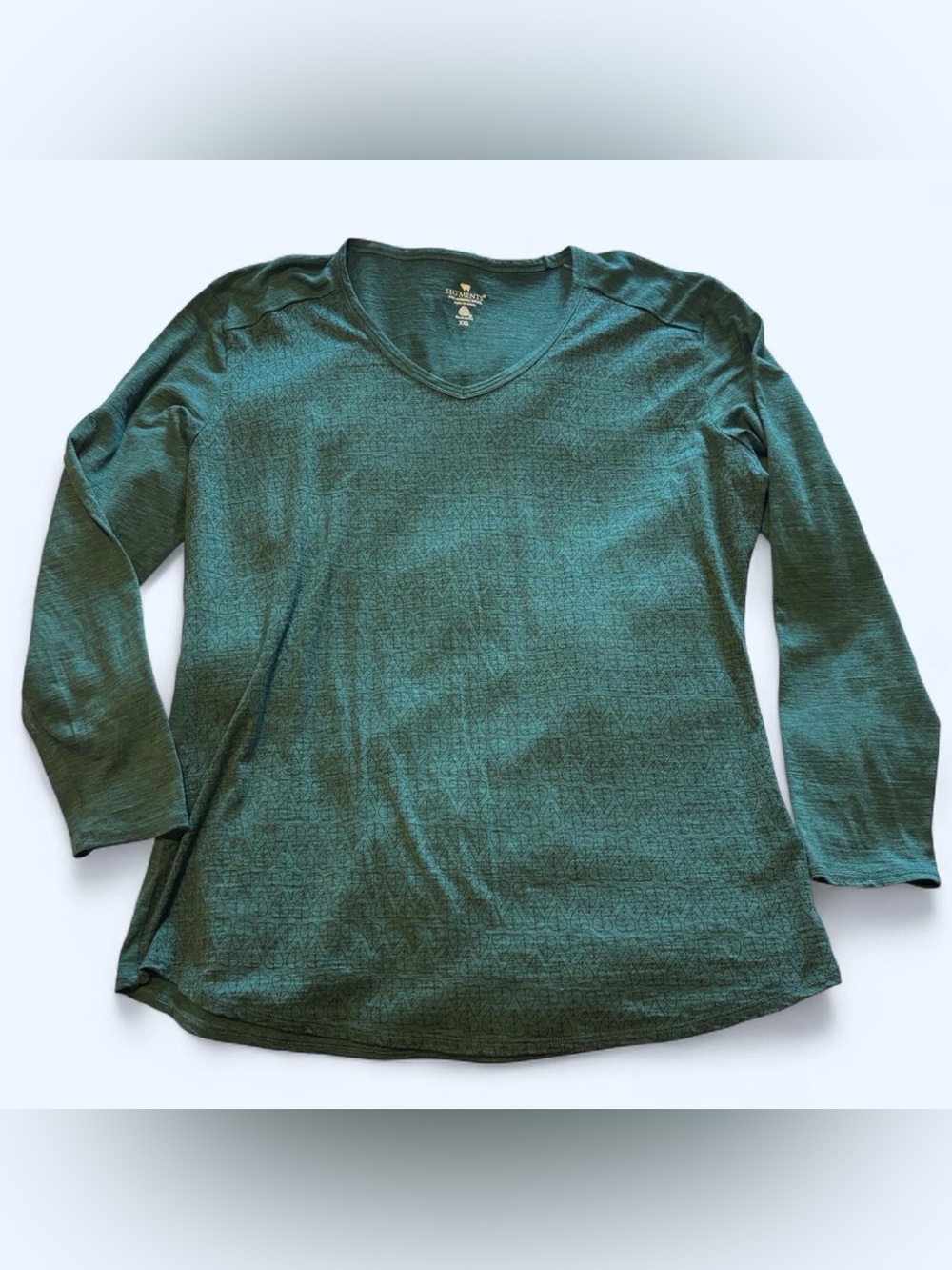 Segments Women's XXL 100% Merino Wool Long Sleeve V Neck Top Teal Base Layer - Picture 1 of 4